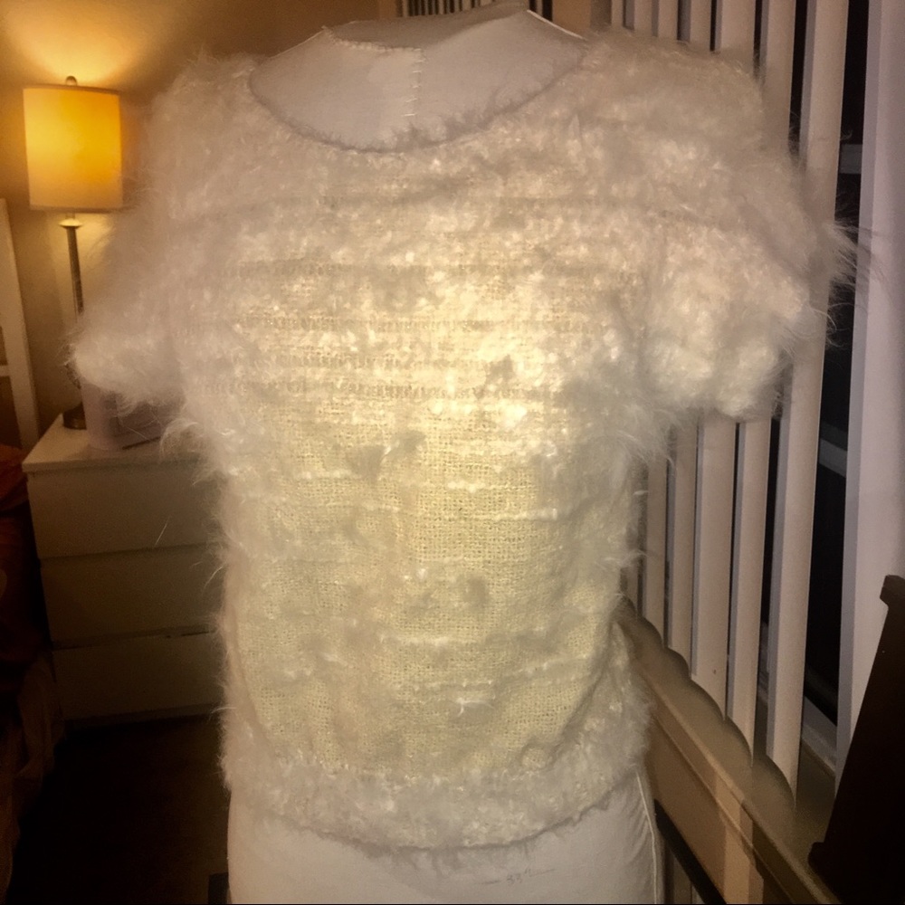 Unique Soft Cap-sleeve Cream Sweater